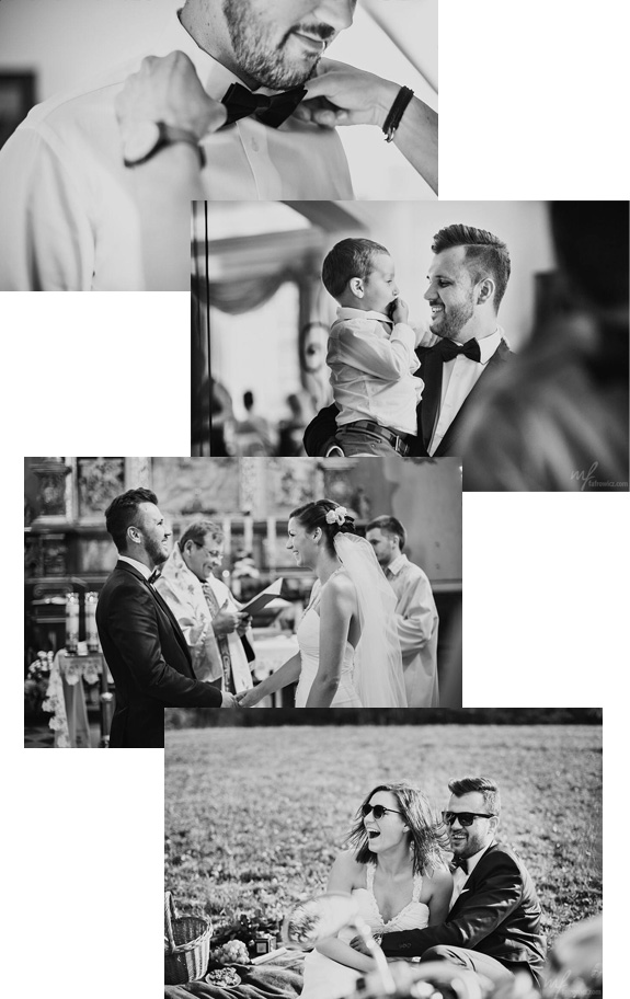 Czarno białe zdjęcia ślubne