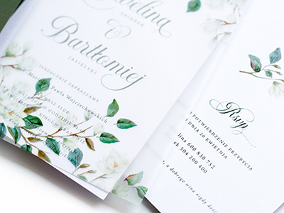 Zaproszenia ślubne z magnoliami
